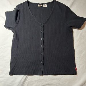 Levi’s Muse Short Sleeve V Neck Size L Color Black